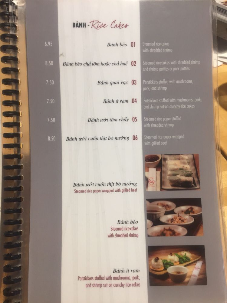 Restaurant menu page 1