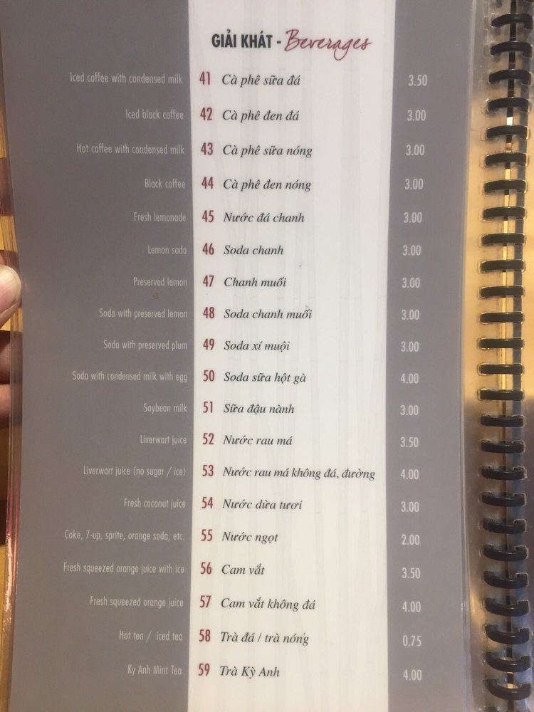 Restaurant menu page 6